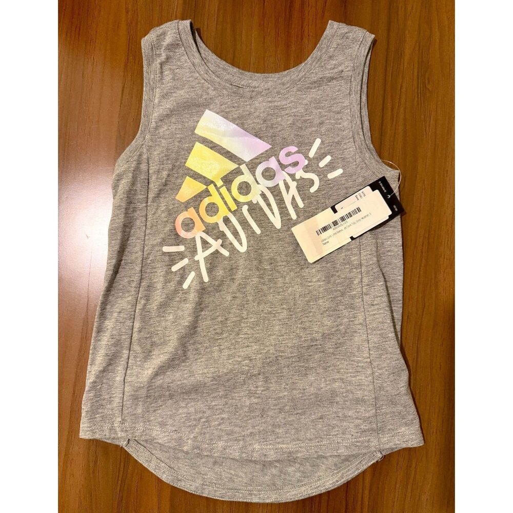 Adidas Tank Top Girls Size 5 Active Gray With Pastels NWT